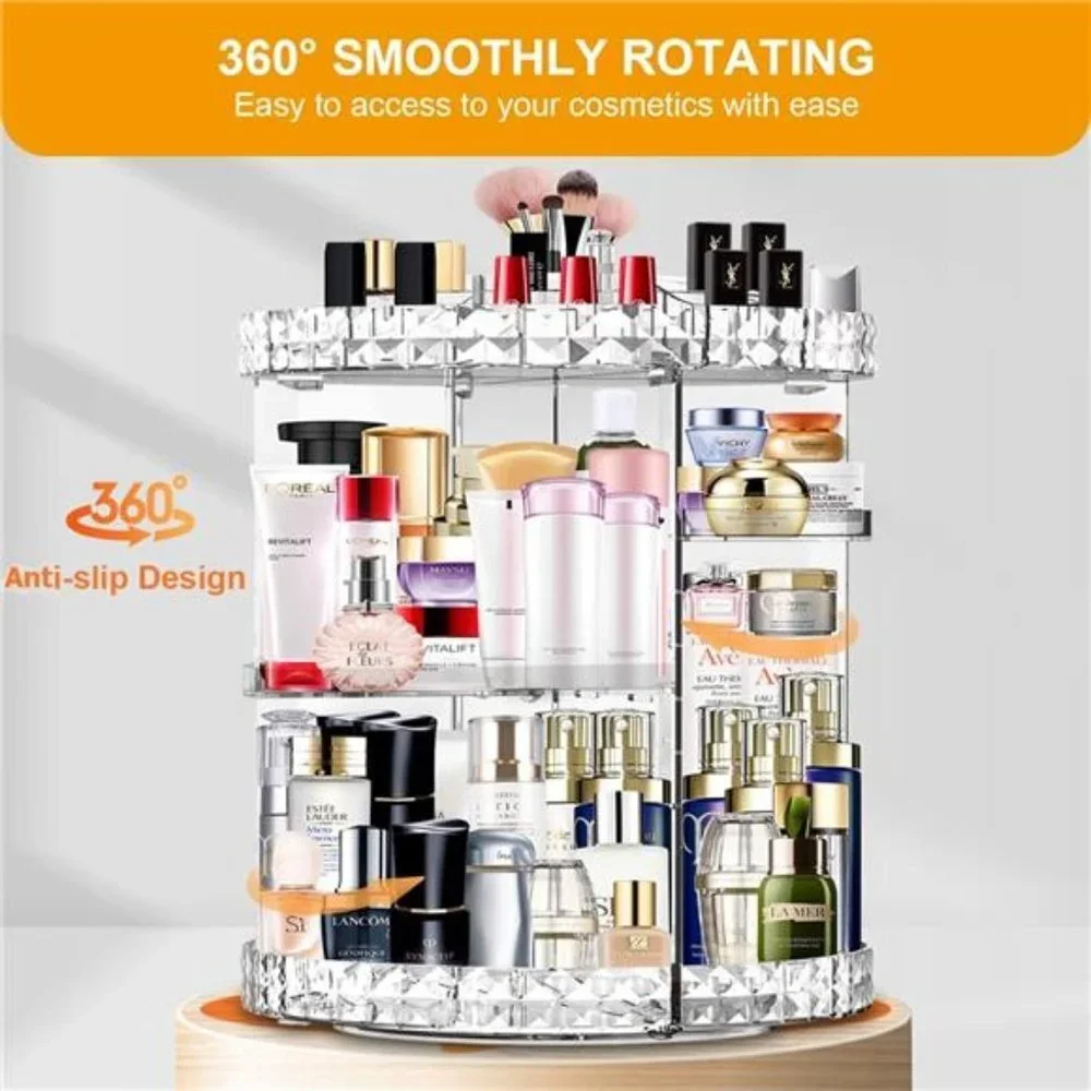 Makeup Organizer 360 Degree Rotating 7 Adjustable Layers Large Capacity Cosmetic